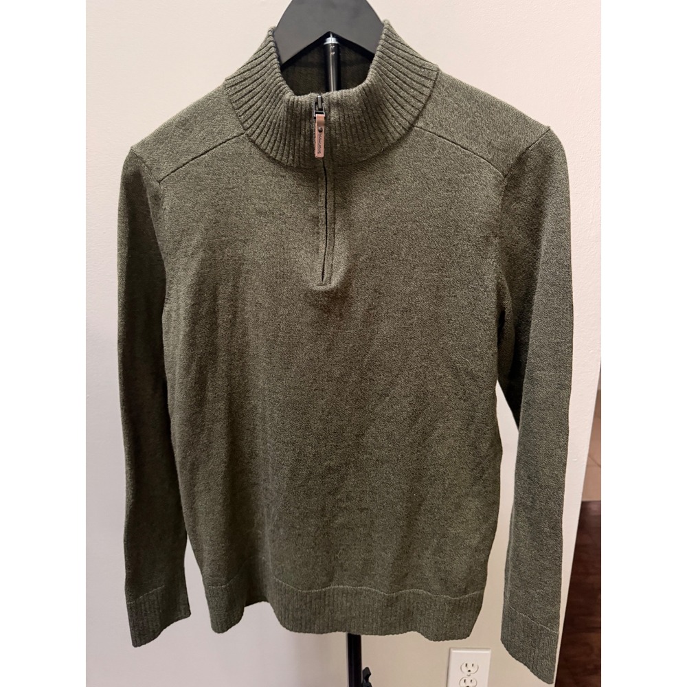Smartwool Mens Merino‎ Wool Blend Quarter Zip Sweater Olive Green Heather Small
